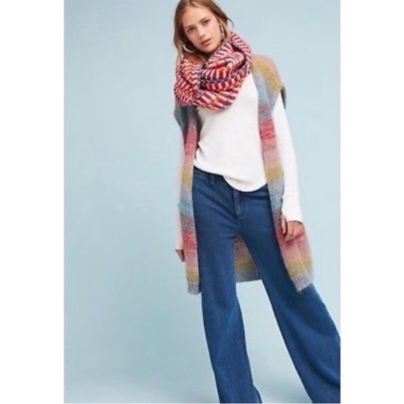Anthropologie x Moth Rinda Mohair Knit Rainbow Stripe Sweater Vest - Picture 1 of 11